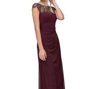 NWT Eureka Fashion R216SC Evening Dress Chiffon Red Size S